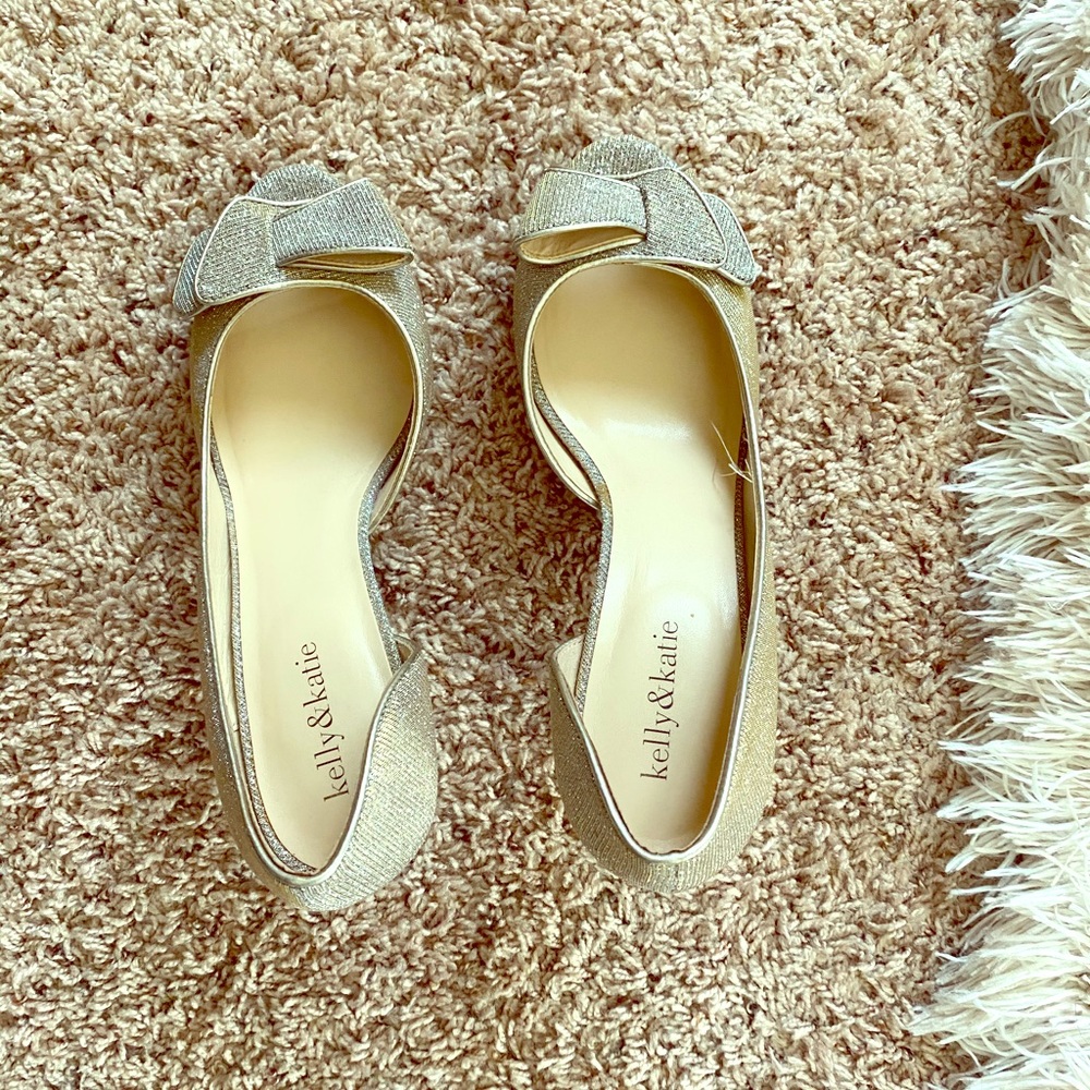Peep toe 3-inch heels.